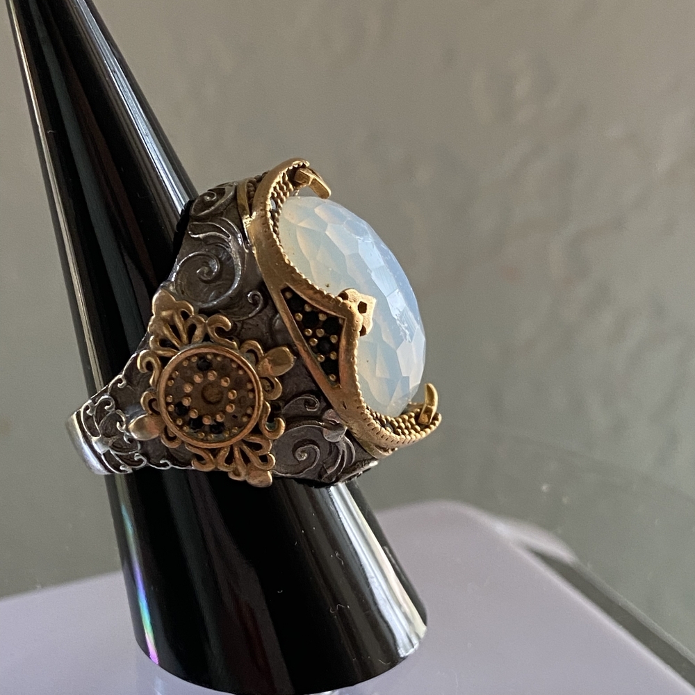 Ottoman Turkish Moonstone Silver 925 Plated Handmade Ring